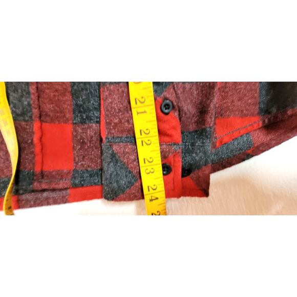Burnside B8212 Woven Plaid Mens Flannel Shirt Sz M With Biased Pocket Red Black - Picture 6 of 8